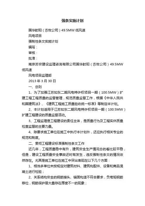 强条实施计划