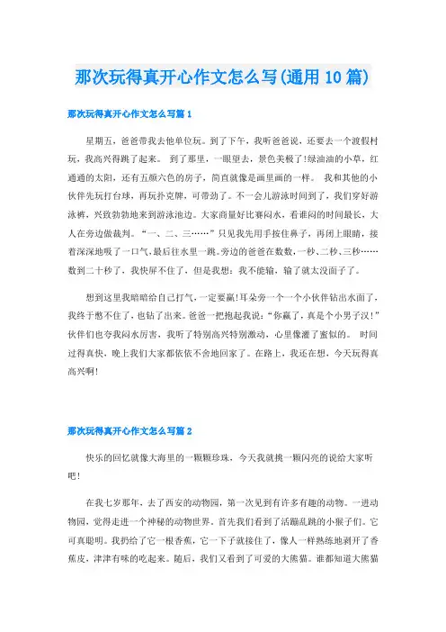 那次玩得真开心作文怎么写(通用10篇)