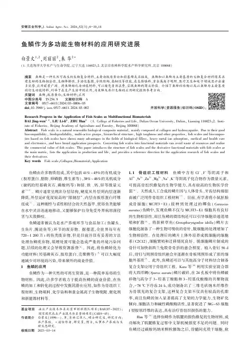 鱼鳞作为多功能生物材料的应用研究进展