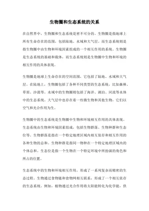 生物圈和生态系统的关系