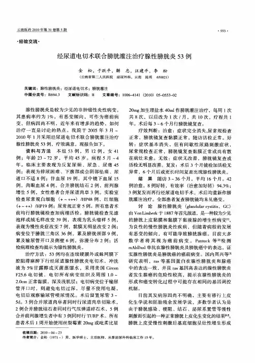 经尿道电切术联合膀胱灌注治疗腺性膀胱炎53例