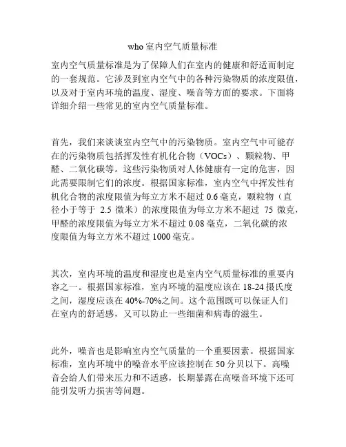 who室内空气质量标准