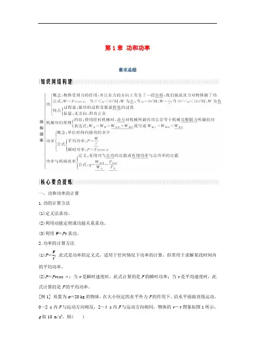 高中物理第1章功和功率章末总结 精品导学案鲁科版必修二1