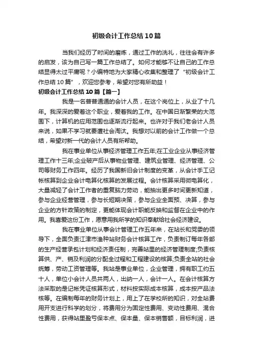 初级会计工作总结10篇