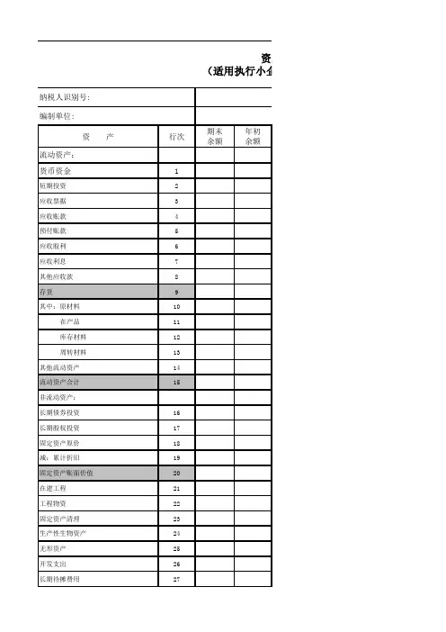 资产负债表(适用执行小企业会计准则的企业)