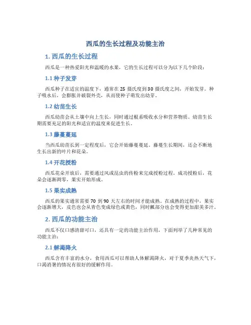 西瓜的生长过程及功能主治