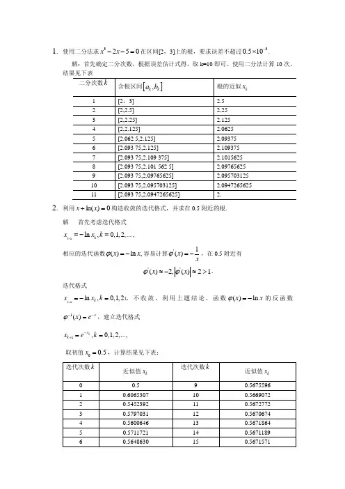 非线性方程和方程组的数值解法