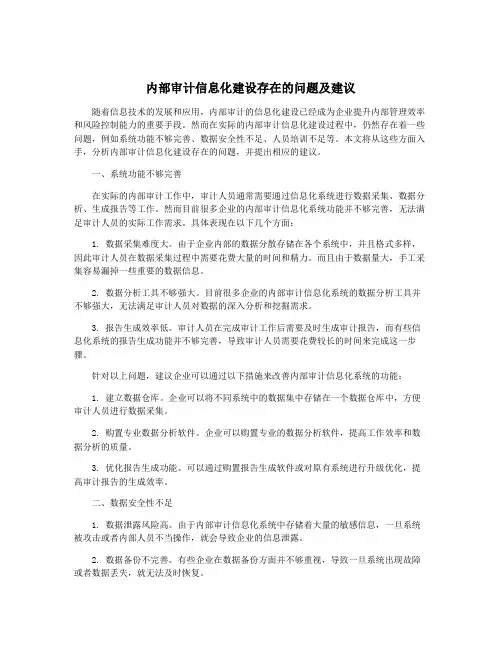 内部审计信息化建设存在的问题及建议