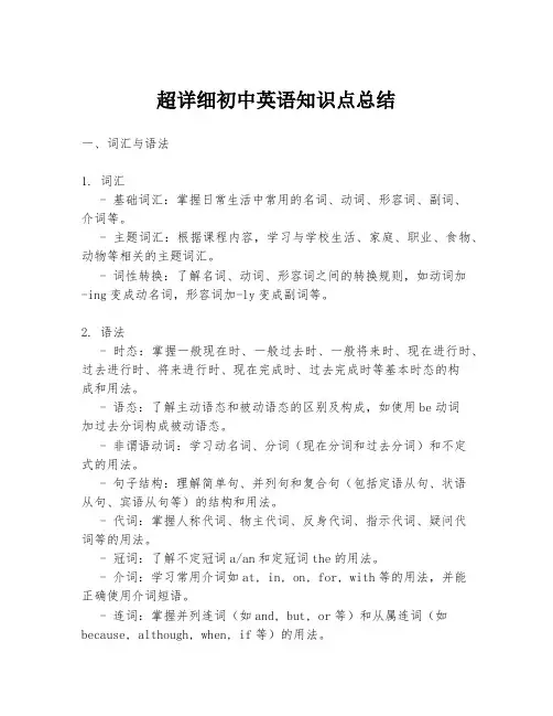 超详细初中英语知识点总结