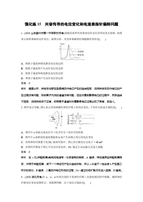 2022年高考生物一轮复习 兴奋传导的电位变化和电流表指针偏转问题