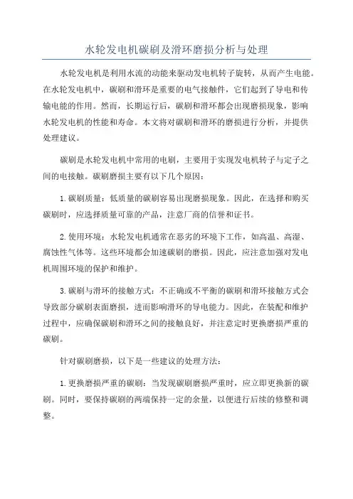 水轮发电机碳刷及滑环磨损分析与处理