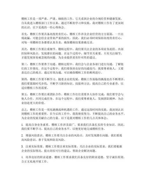 稽核工作心得体会简洁