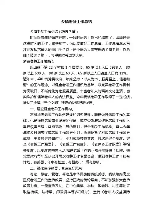 乡镇老龄工作总结（精选7篇）