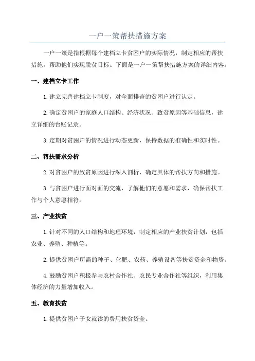 一户一策帮扶措施方案