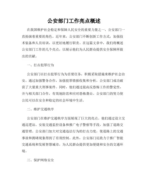 公安部门工作亮点概述