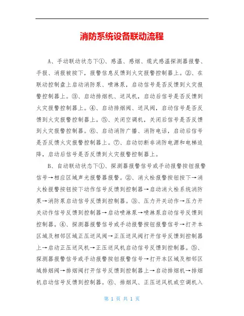 消防系统设备联动流程