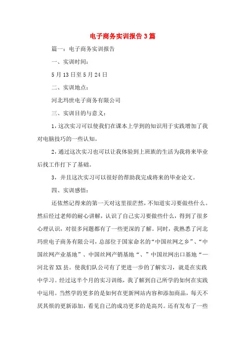 2019年电子商务实训报告3篇