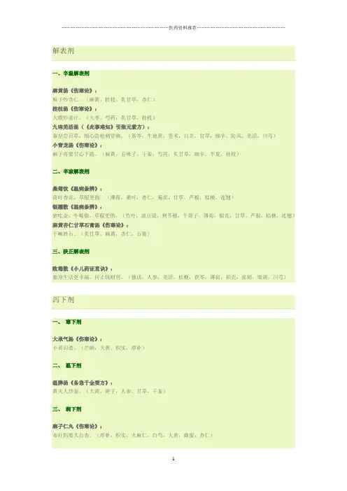 方剂学趣味方歌速记口诀精编版