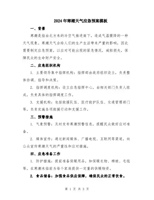 2024年寒潮天气应急预案模板