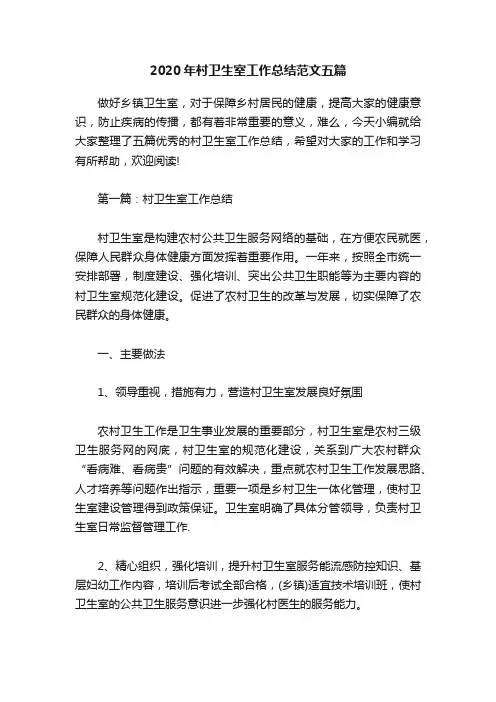 2020年村卫生室工作总结范文五篇
