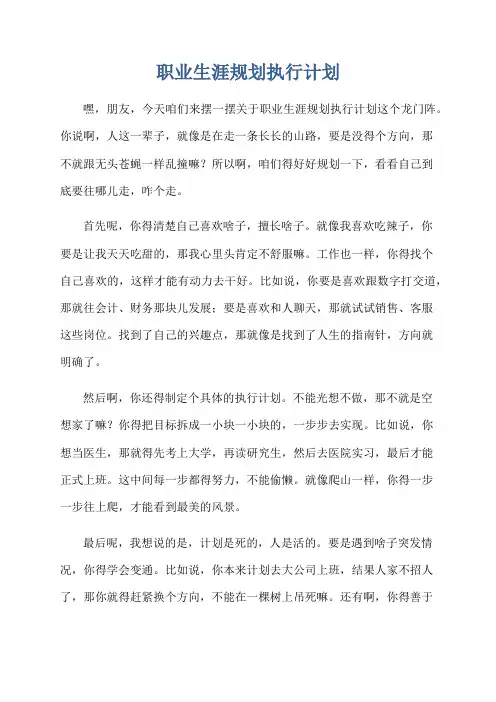 职业生涯规划执行计划