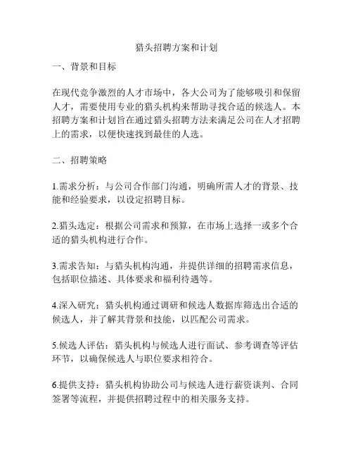 猎头招聘方案和计划