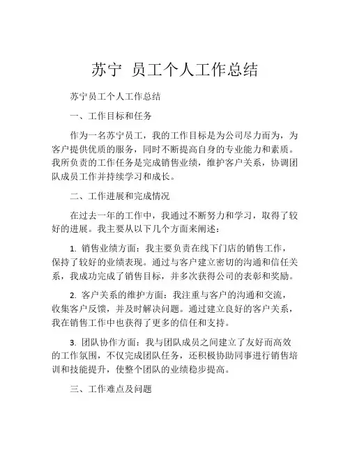 苏宁 员工个人工作总结