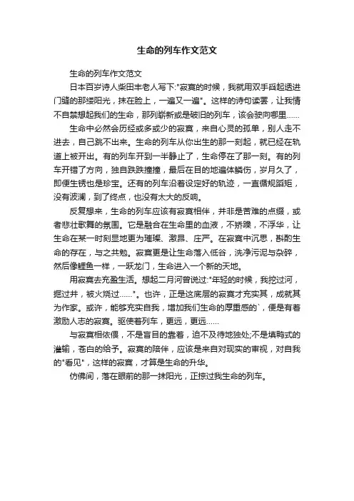 生命的列车作文范文