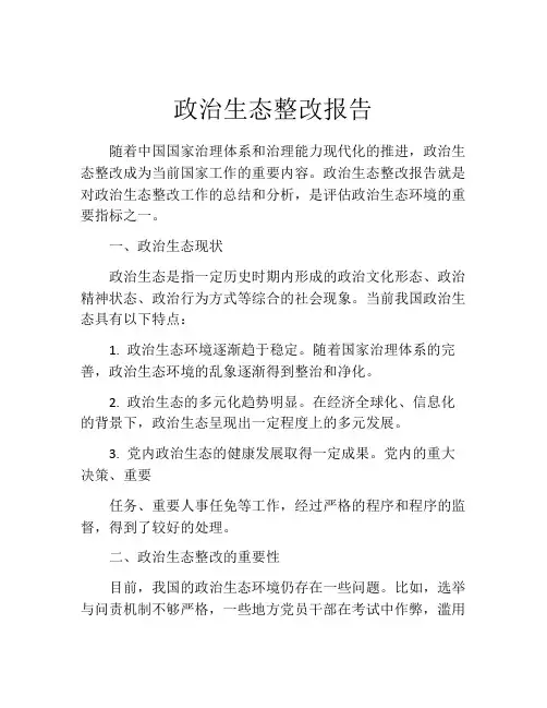 政治生态整改报告