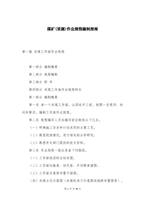 煤矿(采掘)作业规程编制指南