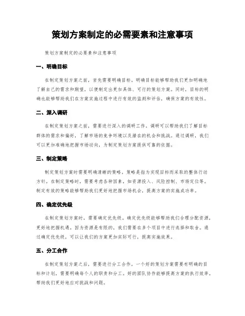 策划方案制定的必需要素和注意事项