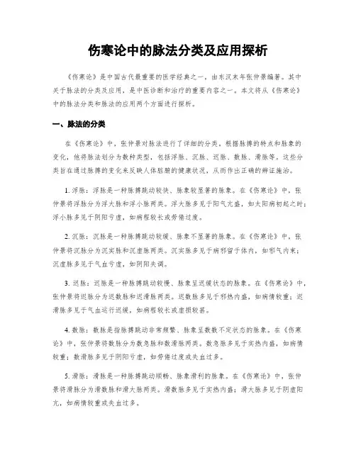 伤寒论中的脉法分类及应用探析