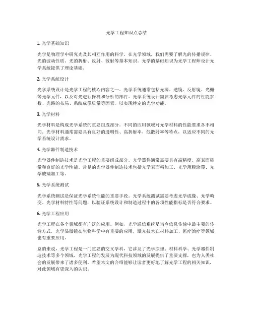 光学工程知识点总结
