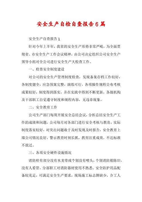 安全生产自检自查报告6篇