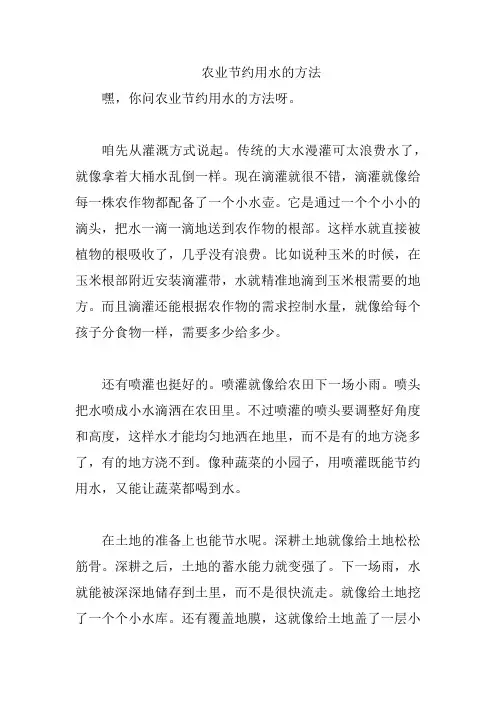 农业节约用水的方法