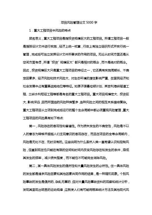 项目风险管理论文5000字