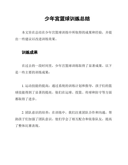 少年宫篮球训练总结