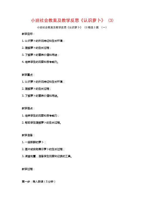 小班社会教案及教学反思《认识萝卜》 (3)3篇