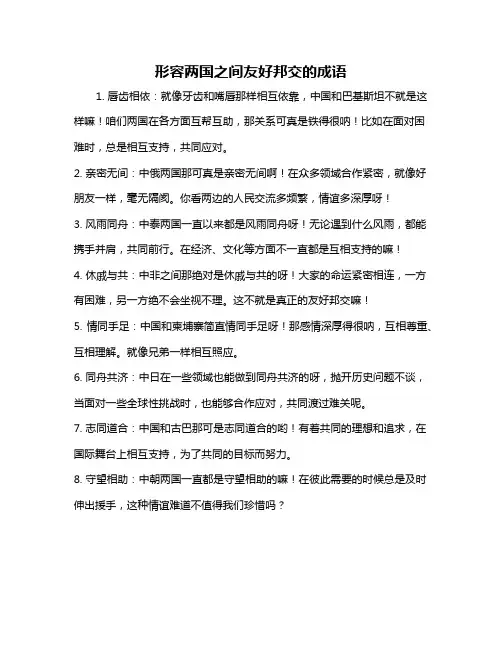 形容两国之间友好邦交的成语