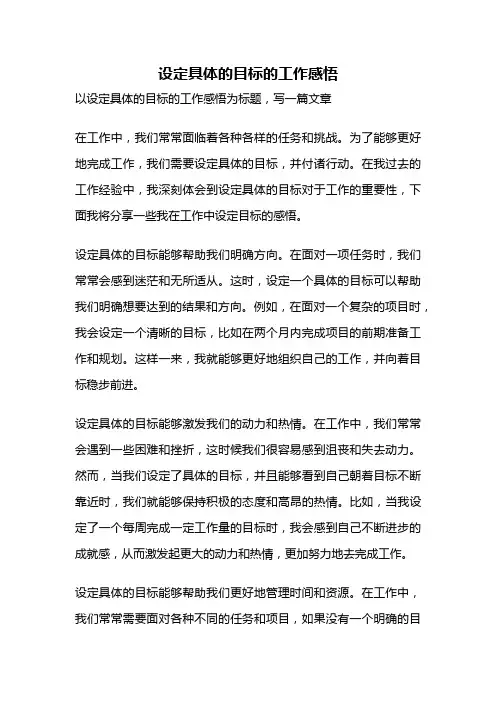 设定具体的目标的工作感悟