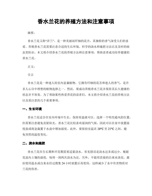 香水兰花的养殖方法和注意事项