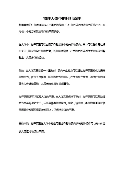 物理人体中的杠杆原理
