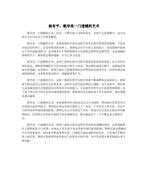 杨有平：教学是一门遗憾的艺术