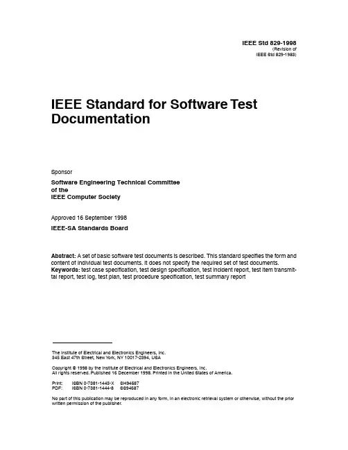 829-1998_IEEE Standard for Software Test Documentation