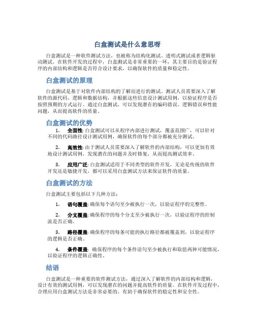 白盒测试是什么意思呀