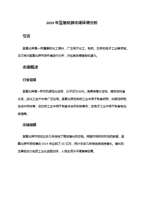 2024年氢氧化钾市场环境分析