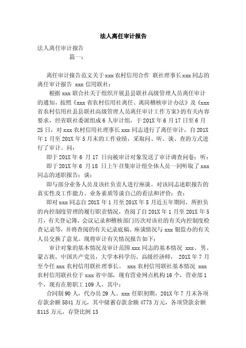 法人离任审计报告