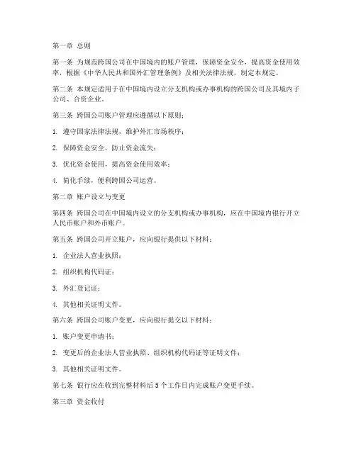 跨国公司账户管理制度规定