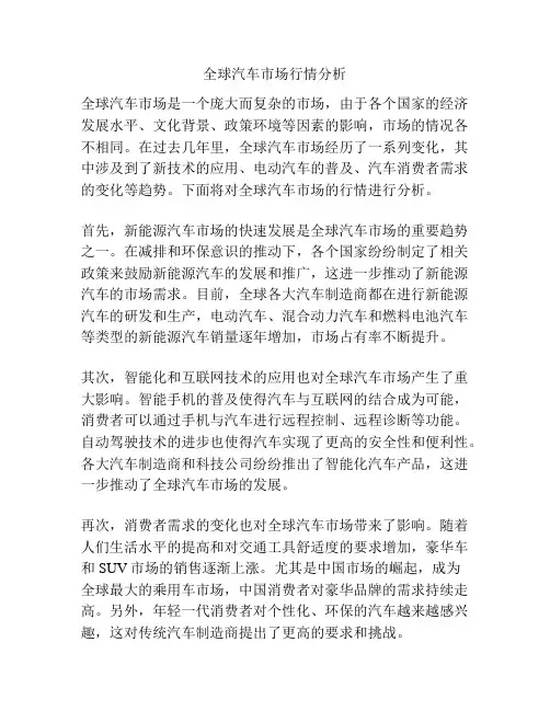 全球汽车市场行情分析