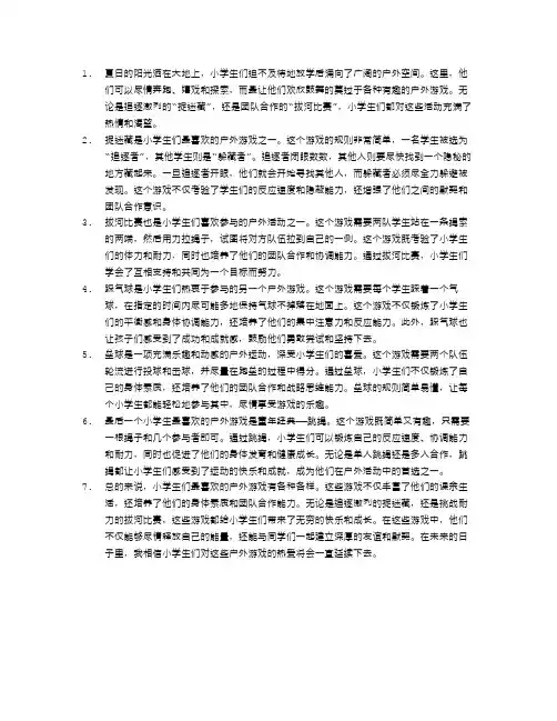 小学生最喜欢的户外游戏